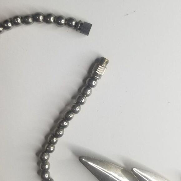 80s Vintage Silver Tone Stacked V Shape Serpentine Statement Ball Chain Necklace - Picture 7 of 7